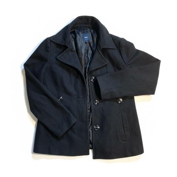 GAP Jackets & Blazers - Gap Black Wool Blend Peacoat Jacket Womens Medium Classic Button Coat